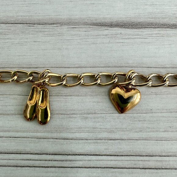 Vintage Gold Tone Ballet Charm Bracelet - Picture 3 of 6